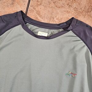 Greg Norman Play Dry Mens Crew Neck XXL Blue Green Golf Athletic Shark Logo